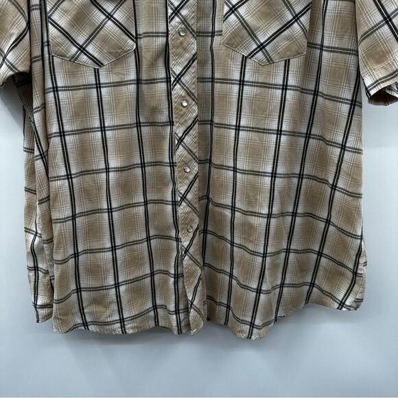 Vintage Wrangler Plaid Pearl Snap Button Down Short Sleeve Western Shirt Sz 2XL - Picture 3 of 8